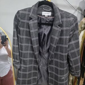Calvin Klein Gray Plaid Blazer